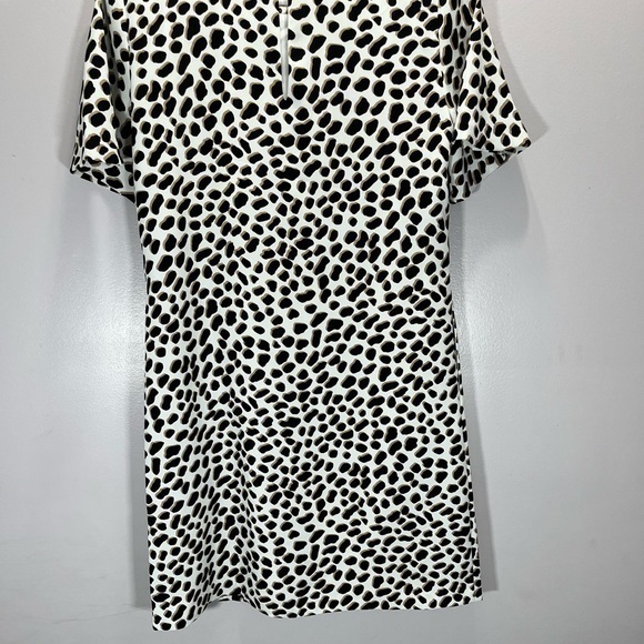 Ann Taylor Women’s Brown White Leopard Animal Print Short Sleeve T Shirt Dress - Picture 9 of 11